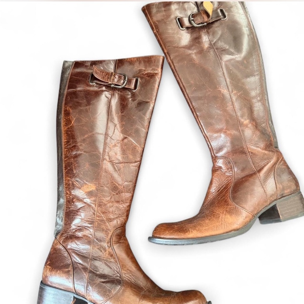Women's Tall Brown Leather Riding Boots